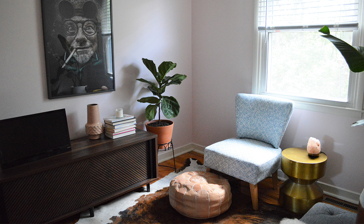 Den with chair and credenza