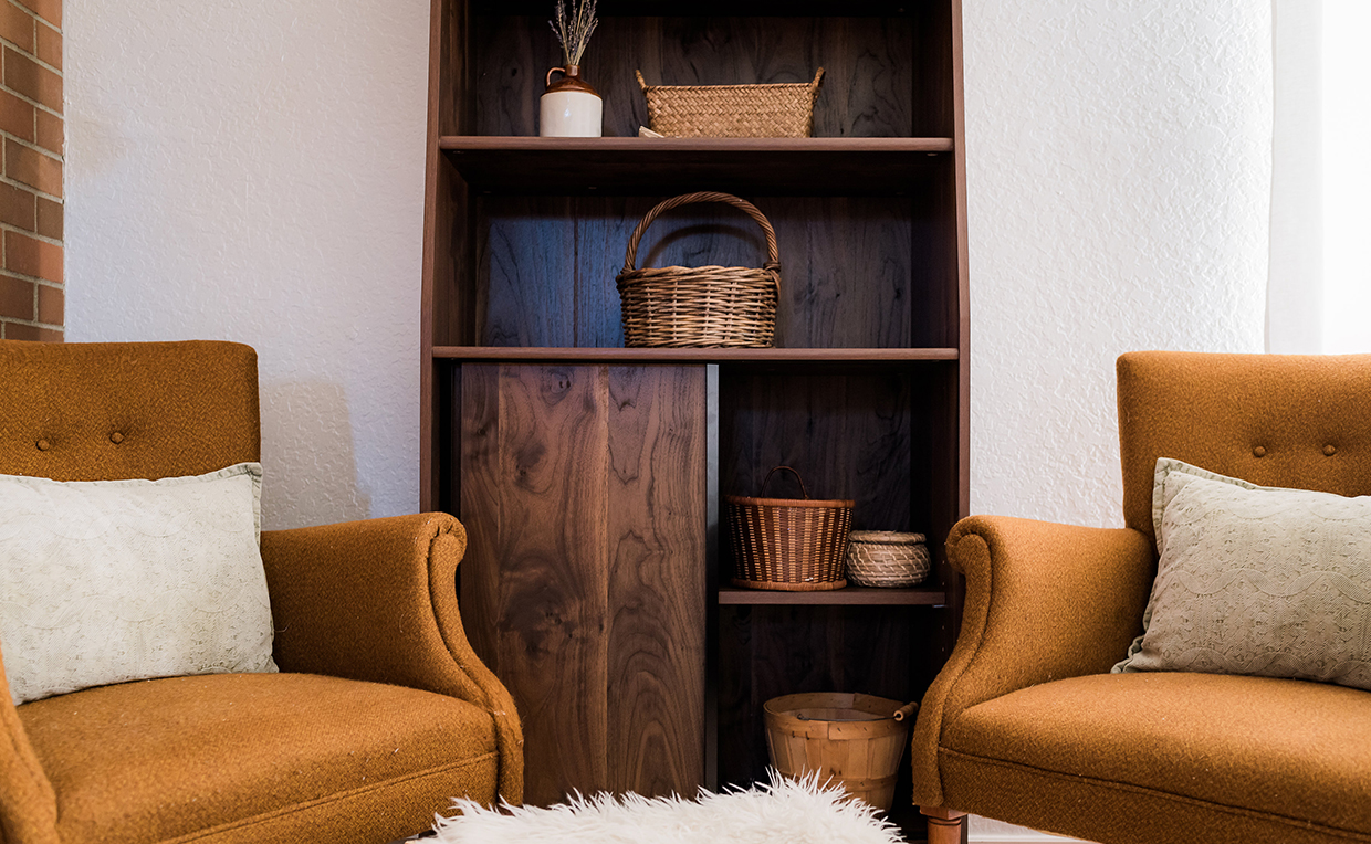 Midcentury Modern bookcase with doors