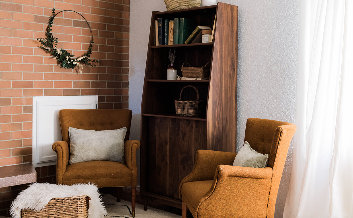 Midcentury Modern bookcase with doors