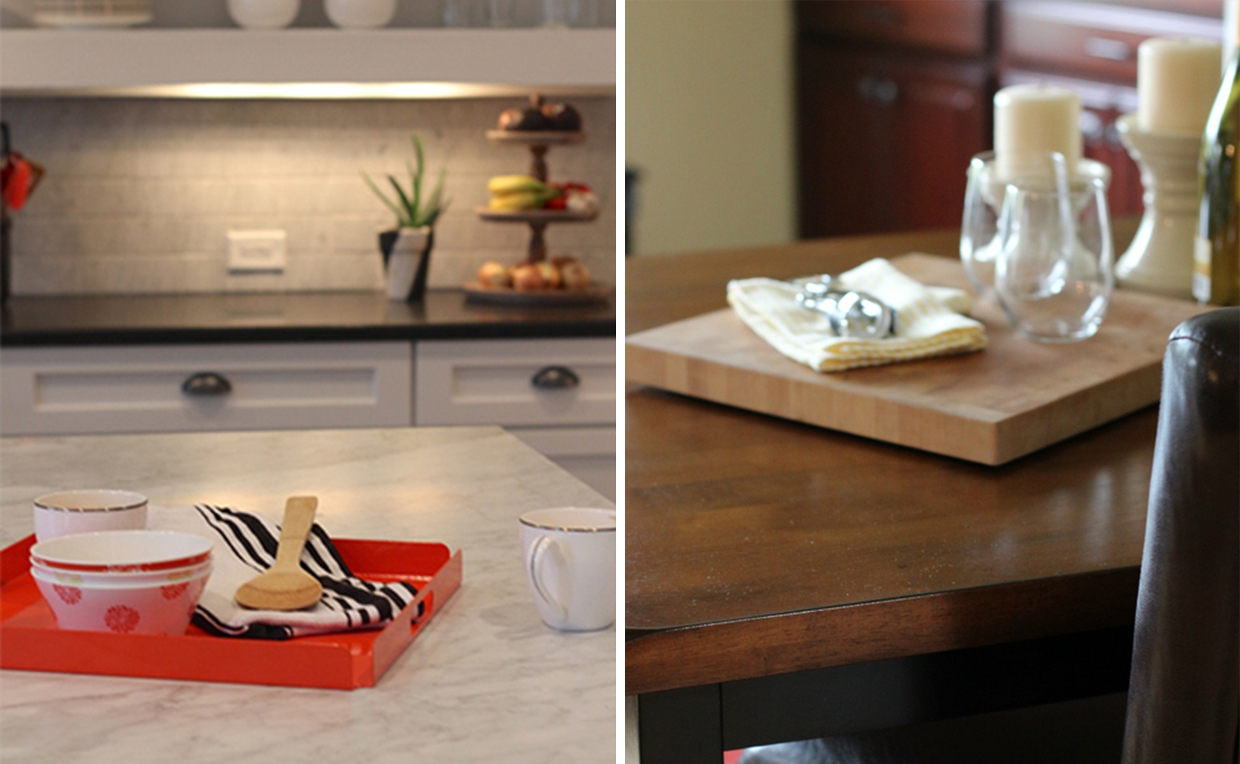 Trays and cutting boards can help with entertaining.