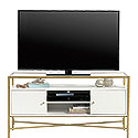 White Contemporary Glass-Top TV Credenza 427116