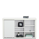 White Display Bookcase with Sliding Door 433879